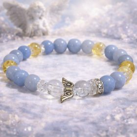   Harmónia angyal ásvány karkötő - angelit, citrin, hegyikristály