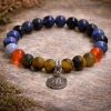 Szűz csillagjegy ásvány karkötő- szodalit, karneol, matt tigrisszem