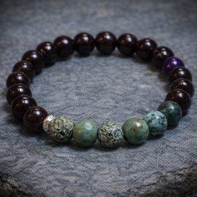 Erősítsd a tested ásvány karkötő - gránát, türkiz