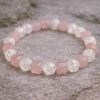 Elfogadás ásvány karkötő - rózsakvarc, hegyikristály