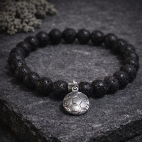 Szeretem a focit! ásvány karkötő - lávakő