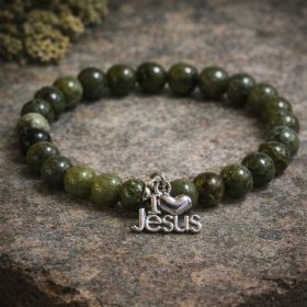 Szeretlek Jézus! ásvány karkötő - nemesszerpentin