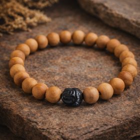 Szantálfa ásvány karkötő - hematit buddhával