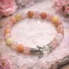 Nőisesség ásvány karkötő - rózsakvarc, holdkő, hegyikristály