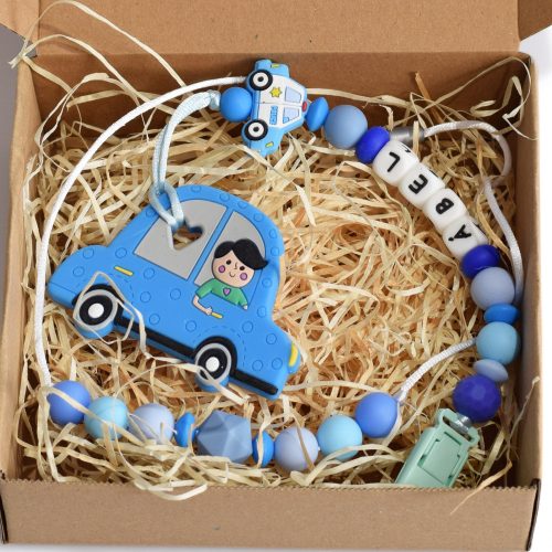 Baba-mama ajándék doboz-kék autós